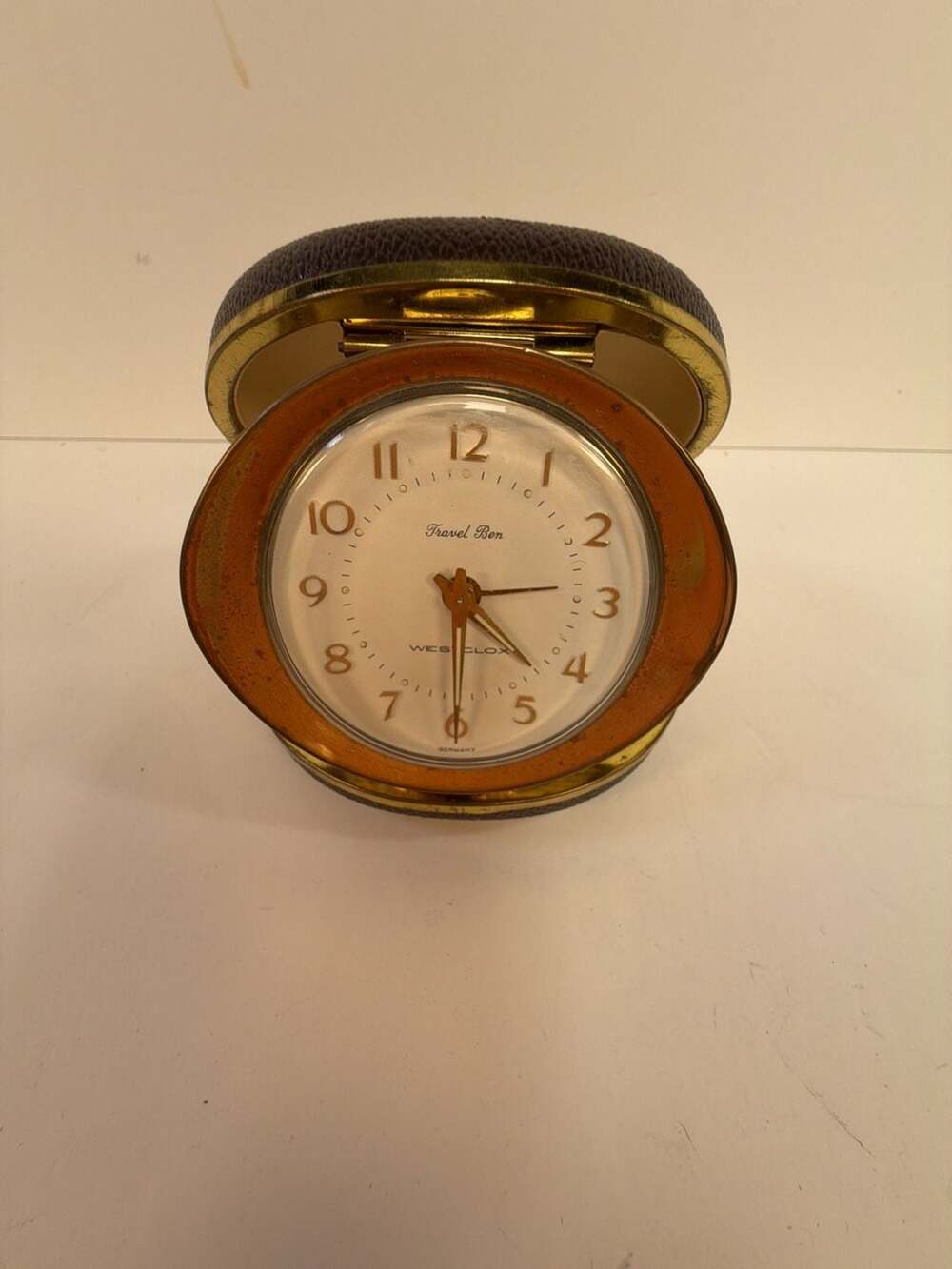 Vintage Westclox Travel Ben Wind-Up Alarm Clock in Clamshell Case